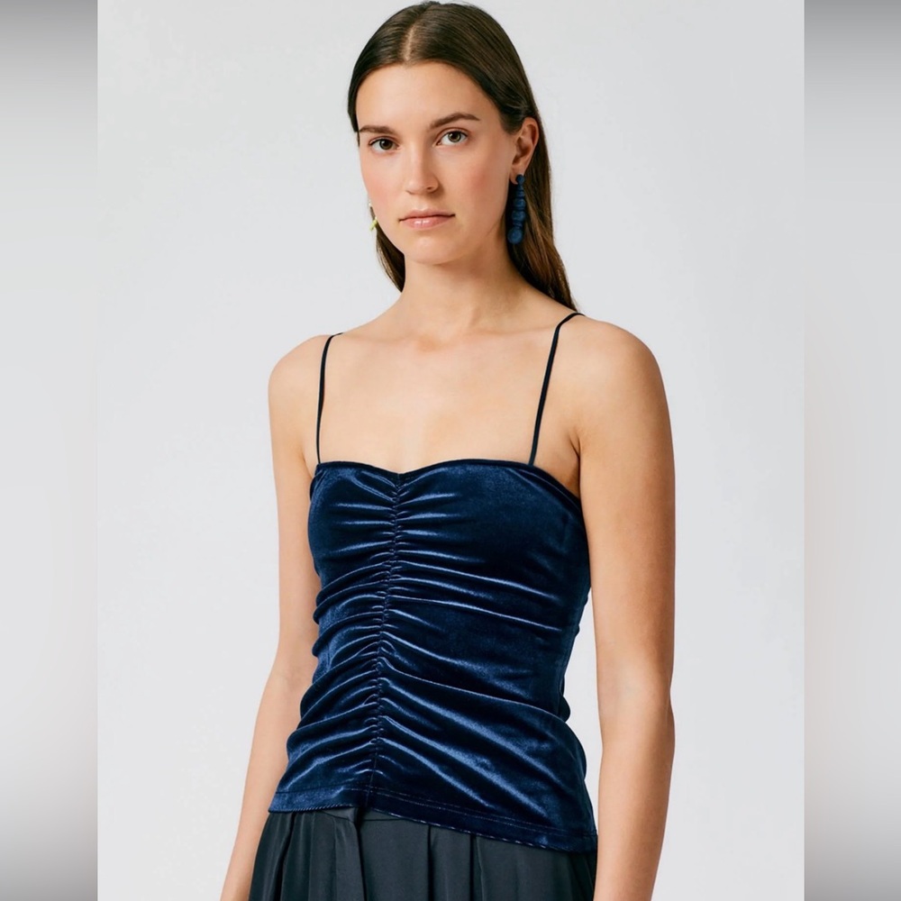 Tibi Stretch Velvet Ruched Cami - Picture 2 of 6